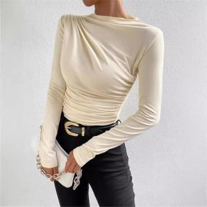 Atasan Knit Wanita Lengan Panjang Boat Neck Drape Cowl Korean Top Basic Baju Summer Ribbed Knit Rib Long Sleeve Posha