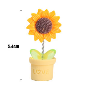 5Pcs Swing Sunflower Car Ornament Auto Dashboard Center Console Cartoon Flower Potted Plant Decoration DIY Interior Decor Ornaments
