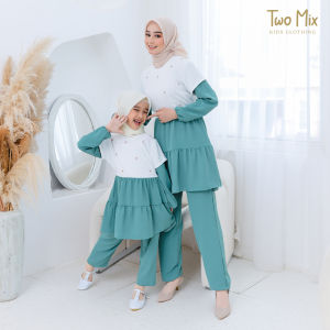 Setelan Gamis Dewasa Anak Couple Perempuan - Stelan Baju Muslim Couple Ibu Anak Cewek 4357