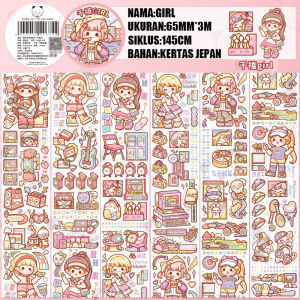 TLD 300cm/roll tahan air Pita perekat kartun gadis lucu stiker handtent kolase dekoratif kartu tahan