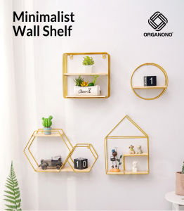 Organono Nordic Style Metal Wall Shelf Decor Living Room Space Saver Wall Hanging Wall-mounted Bathroom Storage Rack