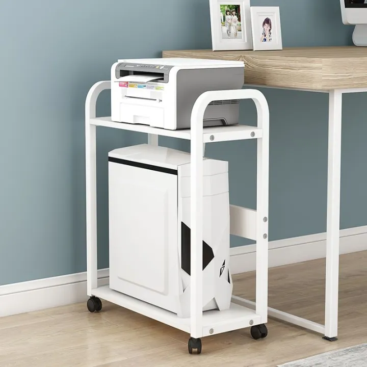Computer Mainframe Rack Standing Printer Storage Shelf PC Chassis Storage Case Multi-layer Office Mobile Cabinet