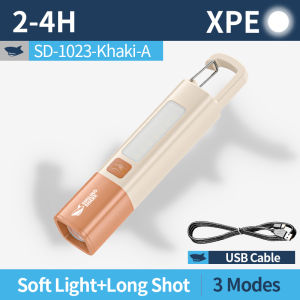 SMILING SAHRK SD1023 LED Flashlight Type-c Rechargeable Camping Torch Light With COB Side Light 3Mode Keychain Light Waterproof Outdoor Lighting