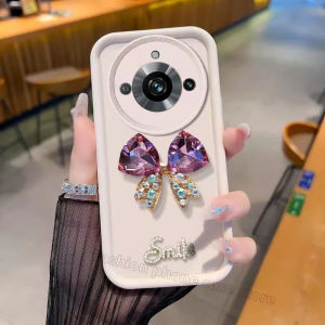 Phone Case เคส Realme 11 Pro + Plus 5G เคสโทรศัพท์ผีเสื้อไรน์สโตนหรูหราพร้อมเลนส์ป้องกันสร้อยข้อมือไข่มุก Realme11Pro ซิลิโคนนิ่มกันกระแทก + 2024