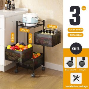 【SG Stock】kitchen rack-Rotating Trolley Rack Kitchen Trolley Rack Rotating Rack Spice Rack Storage Rack Bathroom Rack Shelf Ikea Rack