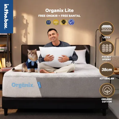 Kasur Latex Springbed Natural Fabric INTHEBOX ORGANIX LITE - FREE Pillow & Mattress Protector Ukuran 90x200 100x200 120x200 140x200 160x200 180x200 & 200x200