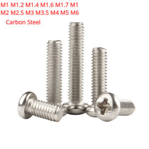 Nickel Plated Carbon Steel Phillips Round Head Screws Pan head Bolts M1 M1.2 M1.4 M1.6 M1.7 M1 M2 M2.5 M3 M3.5 M4 M5 M6 ﻿