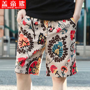 2024แฟชั่นของผู้ชายฤดูร้อนไฮเอนด์อินเทรนด์หลวมลำลองพิมพ์ลายกางเกงขาสั้นชายหาดครึ่งหล่อ