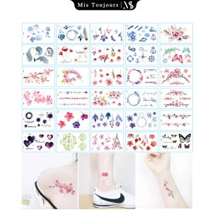 30 Sheets Waterproof Temporary Tattoo Sticker Flower Pattern Water Transfer Body Art Fake Tattoo