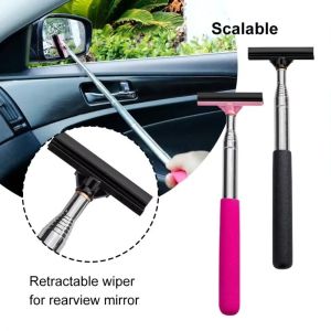 DUOJI Extendable Design Telescopic Rearview Mirror Squeegee Portable Size Adjustable Extendable Window Cleaning Brush Automotive Care Handheld Tool Portable Car Window Cleaner Rainy Weather