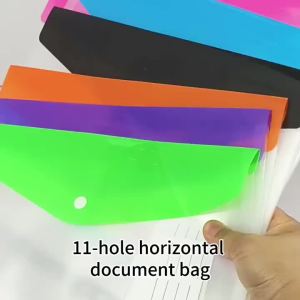 A4 Clear 11-Hole Loose Leaf File Bags Snap Button Document Pouch Transparent File Folder Organizer