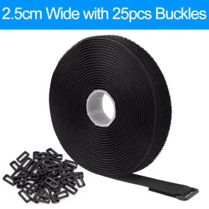 10เมตร สายรัดเคเบิลไนลอนแบบใช้ซ้ำได้ / สายรัดแบบตะขอเกี่ยวแบบมีกาวในตัว / เทปรัดสายรัดแบบปรับได้ / อุปกรณ์จัดการสายเคเบิล