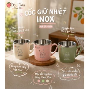 Cốc giữ nhiệt Inox 2 lớp Việt Nhật ly giữ nhiệt có quai cốc uống nước cao cấp xịn xò giá tốt