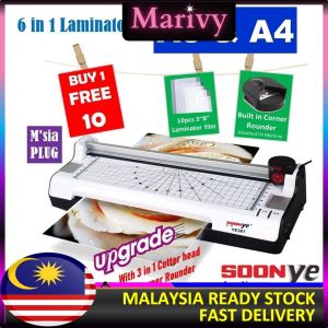 Marivy - SOONYE Multifunction 6-in-1 A3 YE381 or  A4 YE288 A5 A6 6R 5R 4R 3R 2R Size Laminator Laminate Machine Trimmer Cutter with 10pcs Film