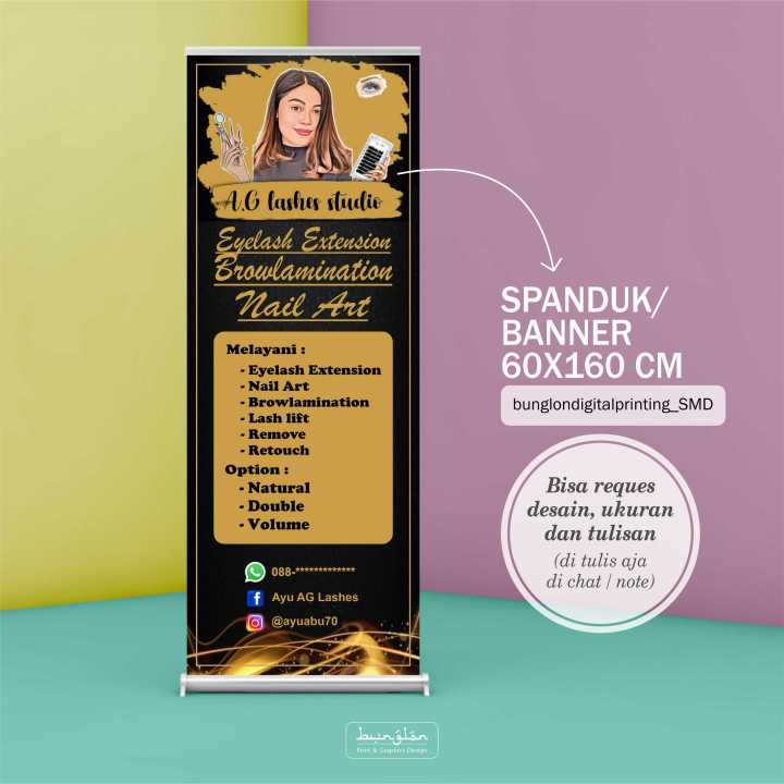 Spanduk, Banner Salon, Eyelash, Nail Art Free Desain