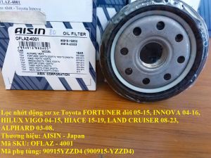 Lọc Nhớt Động Cơ Xe Toyota FORTUNER 05-15/ INNOVA 04-16/ HILUX VIGO 04-15/ HIACE 15-19/ LAND CRUISER 08-23/ ALPHARD 03-08 Thương hiệu AISIN-Nhật bản