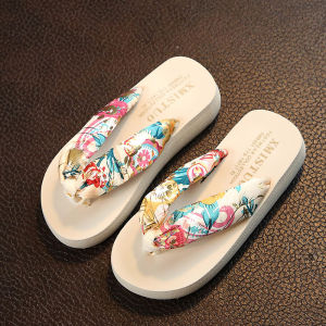 Free Shipping Korean-Style Summer New Collection: Bohemian Satin Wedge Sandals With Non-Slip Soles-Style Beach Flip-Flops For Women