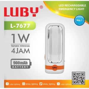 Luby Lampu Emergency LED L-7677 1W + 10 LED SMD Super Terang Rechargeable Tahan Hingga 4 Jam