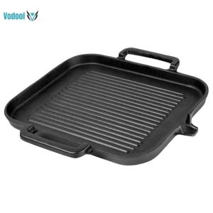 Cast Iron Grill Pan with Double Handle Non-Stick Coating Suitable for Induction and Gas Cooking Durable Black Finish