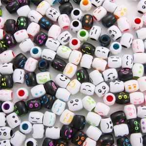 10X11Mm 30Pcs Smile Face ลูกปัด Big Hole Acrylic Spacer ลูกปัดสําหรับเครื่องประดับ DIY สร้อยข้อมือจี้นําโชคด้วยมือสร้อยคอ