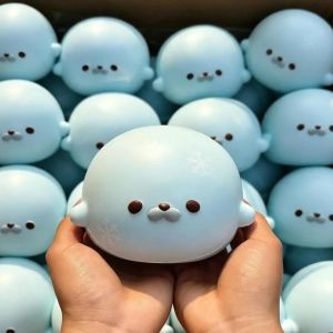 ECILY🔥1/2/3pcs🔥Super Wet Soft Seal Squishy Toy 8cm Slow Rebound Stress Relief Fidgets Mochi Decompression Squeeze Doll Anti Anxiety Gift For Kids Adults