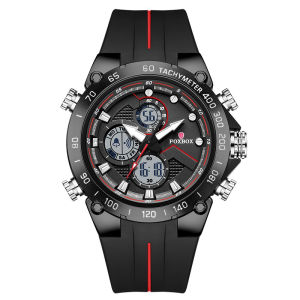 LIGE x Foxbox Men Watches Fashion Sports Dual Display Waterproof Stopwatch Alarm Digital Watch + Box