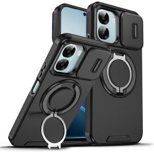 Shockproof Armor Slide Camera Protect Case For OPPO A6 A6X A6S 4G 5G Ring Stand Holder Bracket Cover