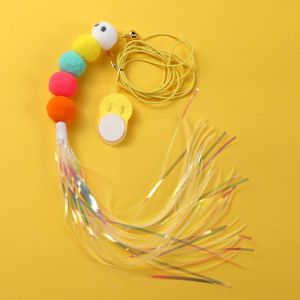 JURHOMIE Elastic Funny Stick Kitten Toy Hanging Swing Feather Bell Cat Supplies Interactive Long Rope Cat Toys Door Hanging