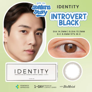 [2025NEW]  Identity Introvert Black With Biomoist 5 Pasang | 14.3mm Soflens Harian | Soflen Natural Sekali Pakai | Softlens Minus -0.50 sd -10.00