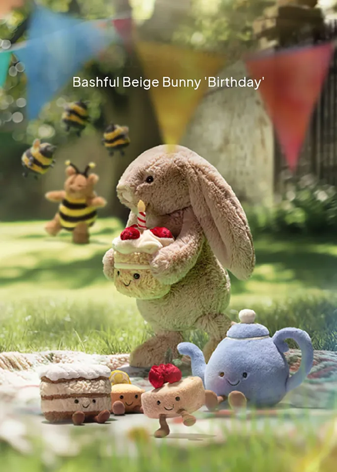 Jellycat Bashful Beige Bunny 'Birthday' 【公式通販】