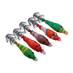 5Pcs Squid Jigs Lures Cuttlefish Sleeve Squid Jigs Baits Night Fishing Octopuses Lures Soft Artificial Shrimp Baits