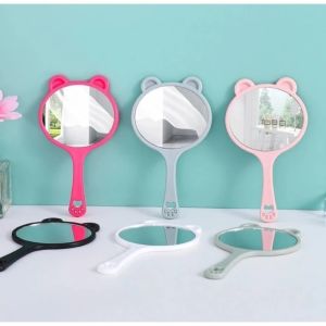 Cermin Mini Portable Gagang Kaca Rias Make Up Beauty Mirror Traveling Dengan Motif Cute