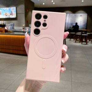 CrashStar MagSafe Soft Silicone Shockproof Phone Case For Samsung Galaxy Note 20 Ultra S24 S23 S22 Ultra S23 + S22 Plus Wireless Charging Phone Casing With Velvet Inside Cover With Full Cover Lens Camera Protection Hot Sale