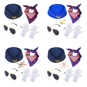 Stewardess Costume Stewardess Hat Sunglasses Brooch Pin Stewardess Gloves Stewardess Neck Scarf Stewardess Accessories