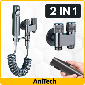 24H🚚 Stainless Steel Bidet Set Faucet Spray High-Pressure Double Outlet Bathroom Shower Head Toilet Sprayer Pipe