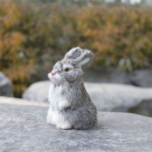 JUTBONG Family Decoration Lifelike Animal Desktop Furnishings Plush Toys Simulation Easter Rabbits Rabbit Model