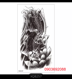 Hình Xăm Cá Chép HCM Sticker Tattoo 12x20cm nhiều mẫu Hình Xăm dán chống nước