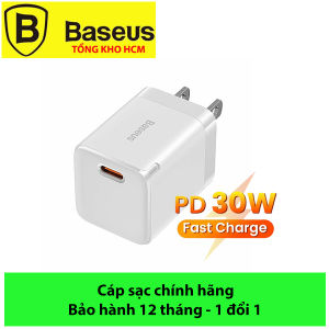 Củ sạc Baseus 30W Củ sạc siêu nhanh USB C Baseus GaN3 30W cho iP 13 12 Pro Max QC 4.0 cho điện thoại Samsung Xiaomi