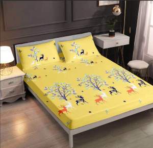 3 in 1 Various Cartoons Printed Bed Sheet New Design Sales Cute Bear Mickey Mou-se SpongeBob Cartoon Character Bed Sheets Single/Queen Size Design Bed Bedding Furniture A Set