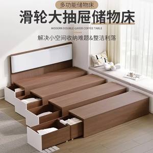 （Free installation）Japanese style tatami bed platform bed customized multifunctional storage bed storage  combination