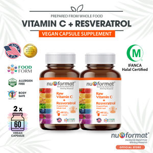 NU-FORMAT Raw Vitamin C + Resveratrol Antioxidant Booster Vegan Supplement - 60S [Bundle 2]