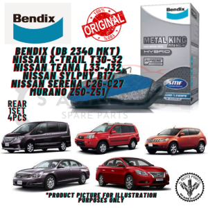 NISSAN X-TRAIL T32 / TEANA J32 L33 / SYLPHY B17 / SERENA C26 / C27 MURANO Z50 Z51 REAR BENDIX METAL KING TITANIUM
