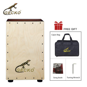 GECKO Cajon BOX Drum-Wooden Percussion Box with Internal Adjustable Guitar Strings2-YEAR WARRANTY
