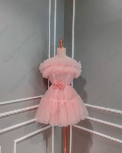 Đầm xoè ngắn dự tiệc cúp nhún lưới bẹt vai phối nơ eo TRIPBLE T DRESS - size M/L - MS382V