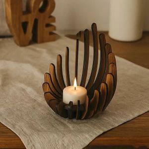 REGISTR Handmade Lotus-shaped Candle Holder Decorative Without Candles DIY Candle Stand DIY Manual Assembly Wooden Candle Holder Home Table Decor