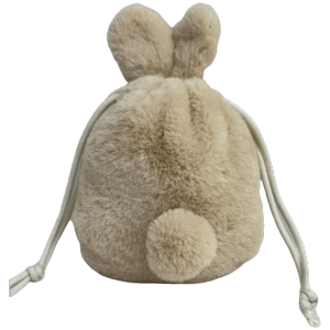 OOC Fluffy Style Drawstring Storage Bag Large Capacity Multi-Functional Rabbit Ear Bag Portable Tail-Like Tassel Makeup Bag Daily Travel