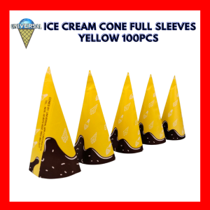 UNIAPA ICE CREAM CONE FULL SLEEVES YELLOW 100 PIECES with print or design
