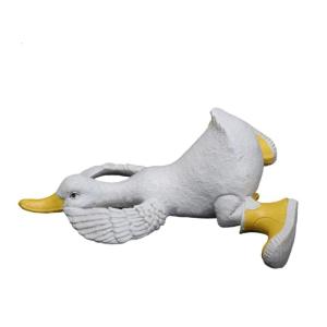 Funny Duck with Rain Boot Resins Figurine Sculpture Garden Ornament for Home Office Desktop and Patios Lawn Decoration