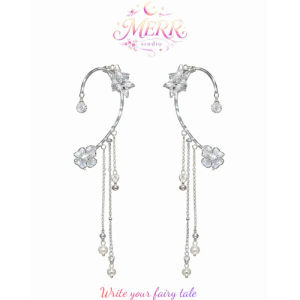 Khuyên Tai Ear Cuff Không cần bấm lỗ - Đính Đá Cao Cấp Tua Dài Lấp Lánh Merr.studio