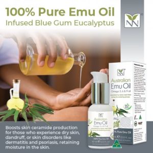 {NEW}Pure Australia Emu Oil Omega 3 6 and 9 Oil w Eucalyptus Essential Oil for Eczema Psoriasis Anti-Aging Sensitive or Dry Skin Dry Scalp and Dermatitis by Y-Not Natural  |Face & Body| 60ml